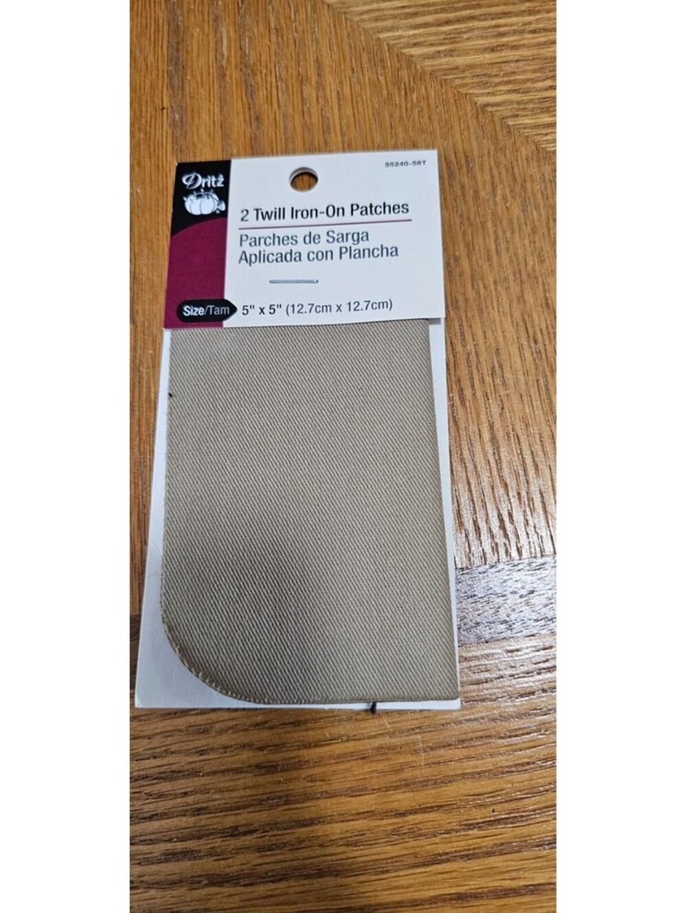 Dritz 2 Twill Iron-On Patches 5" X 5" -Kakhi